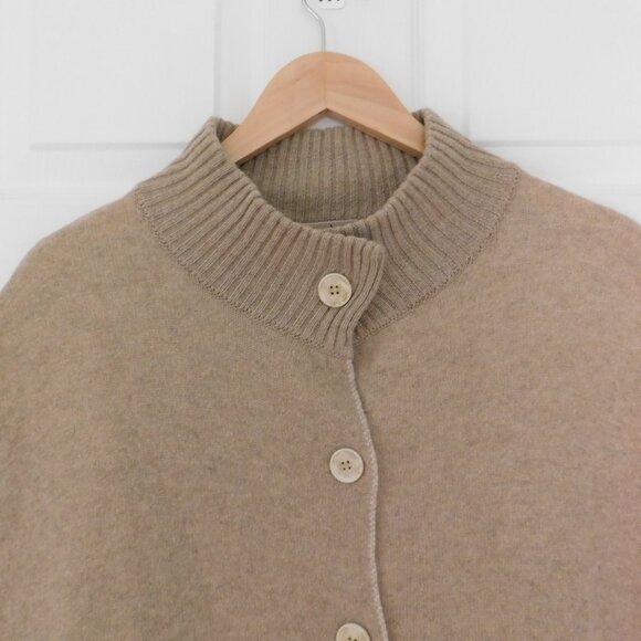 Note Di Anita Wool Cashmere Sweater Poncho Made in Italy Brown One Size - Picture 3 of 6